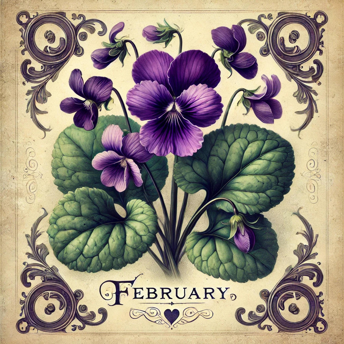 February Birth Flower Violet Print: Vintage Botanical Art (Digital Download) 2