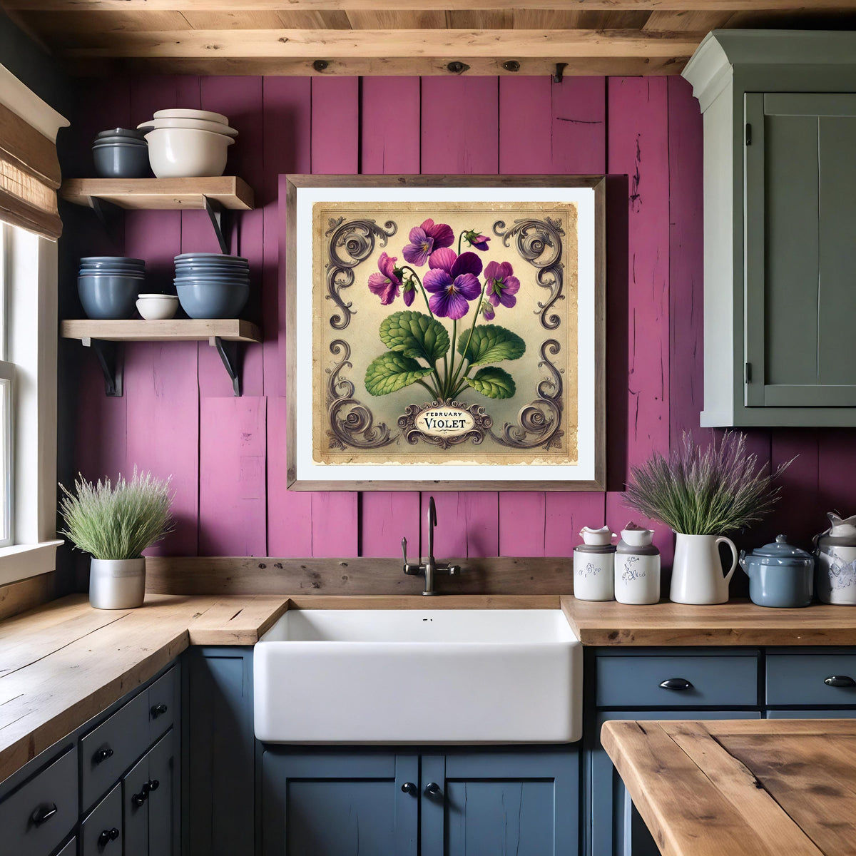 February Birth Flower Violet Print: Vintage Botanical Art (Digital Download)