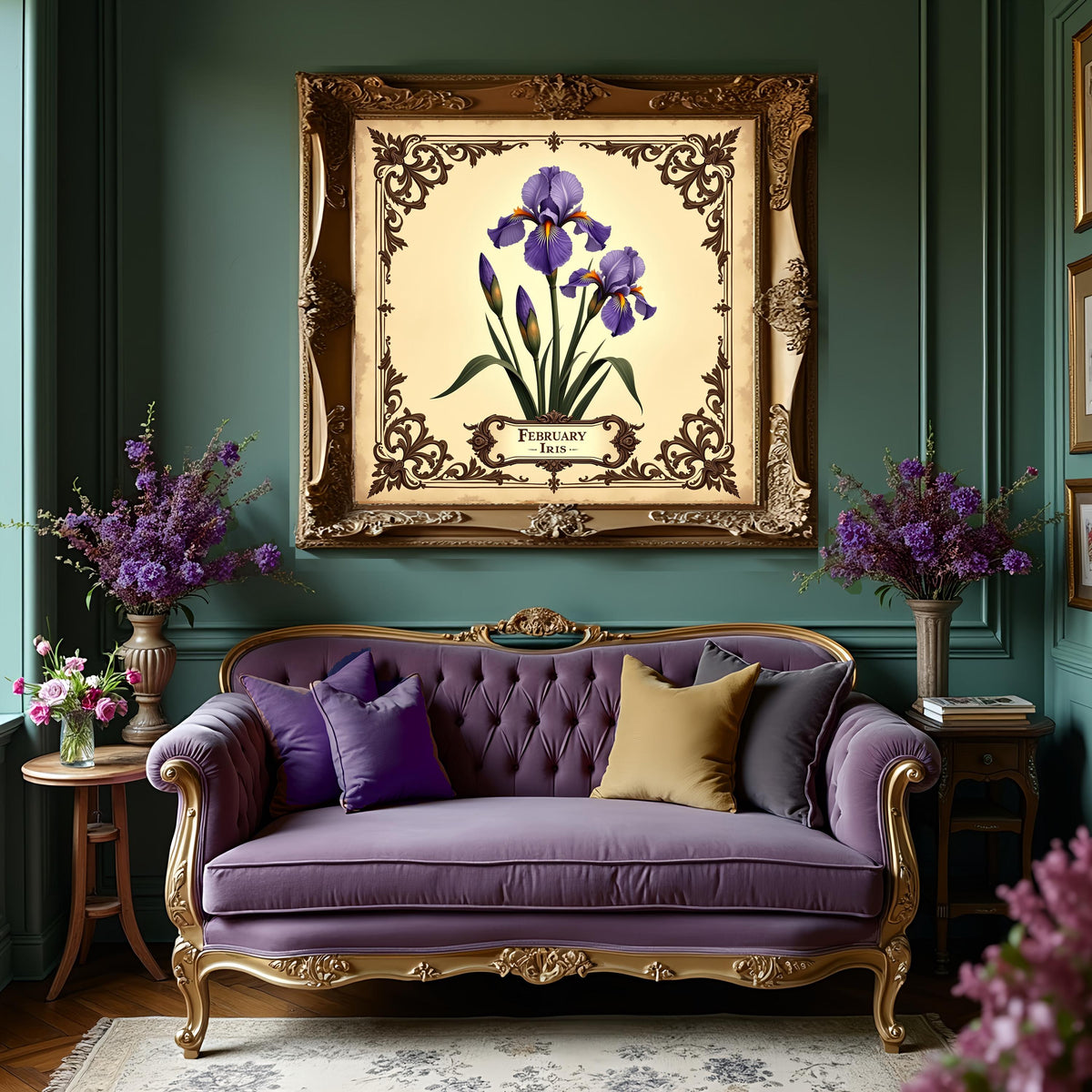 Victorian Iris Flower Print: February Birth Month Floral Art (Digital Download)