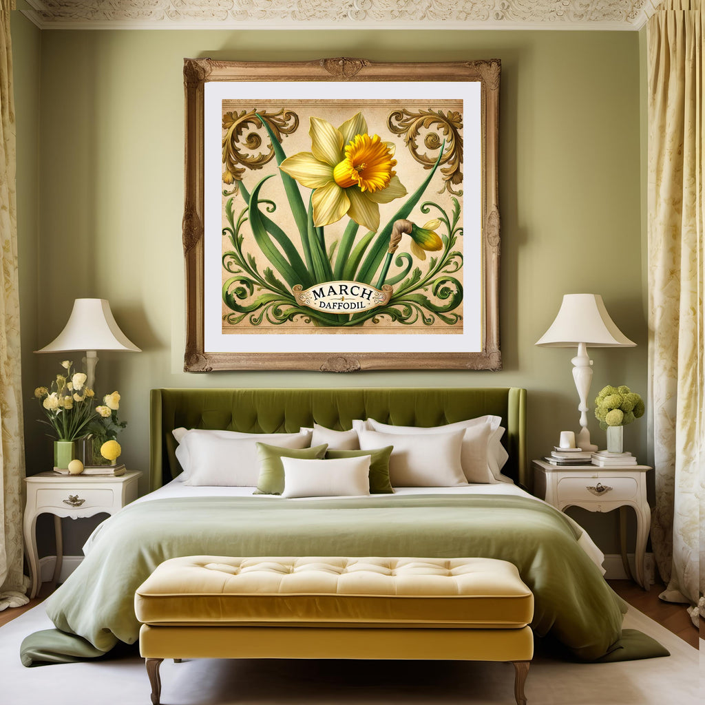 Daffodil Botanical Print: Vintage March Birth Flower Art (Digital Download)