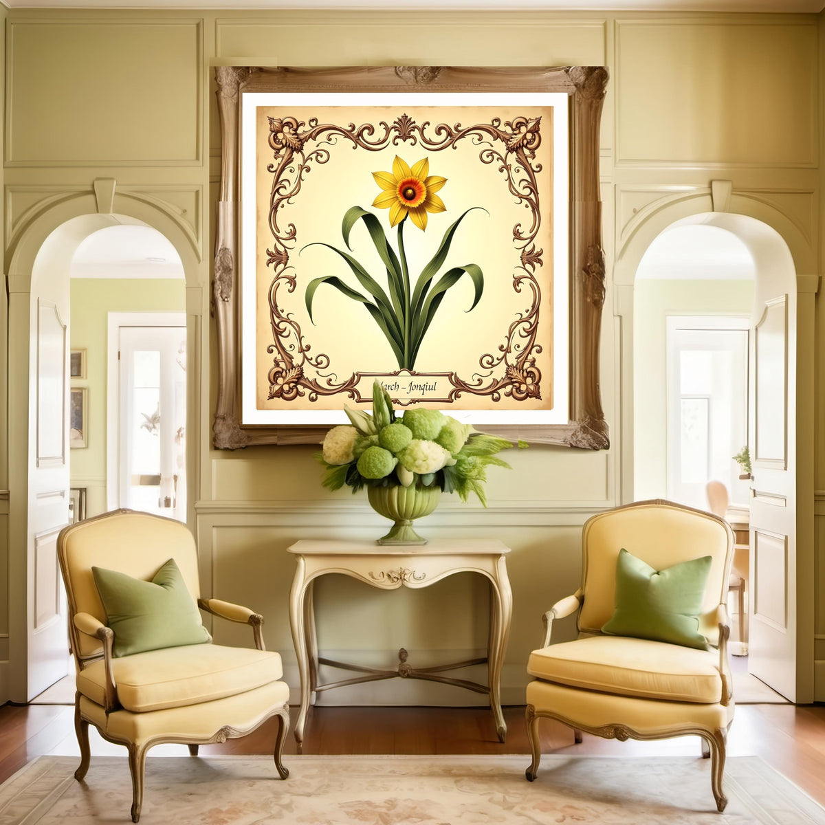 Vintage Victorian Daffodil Print: March Birth Flower Art (Digital Download)