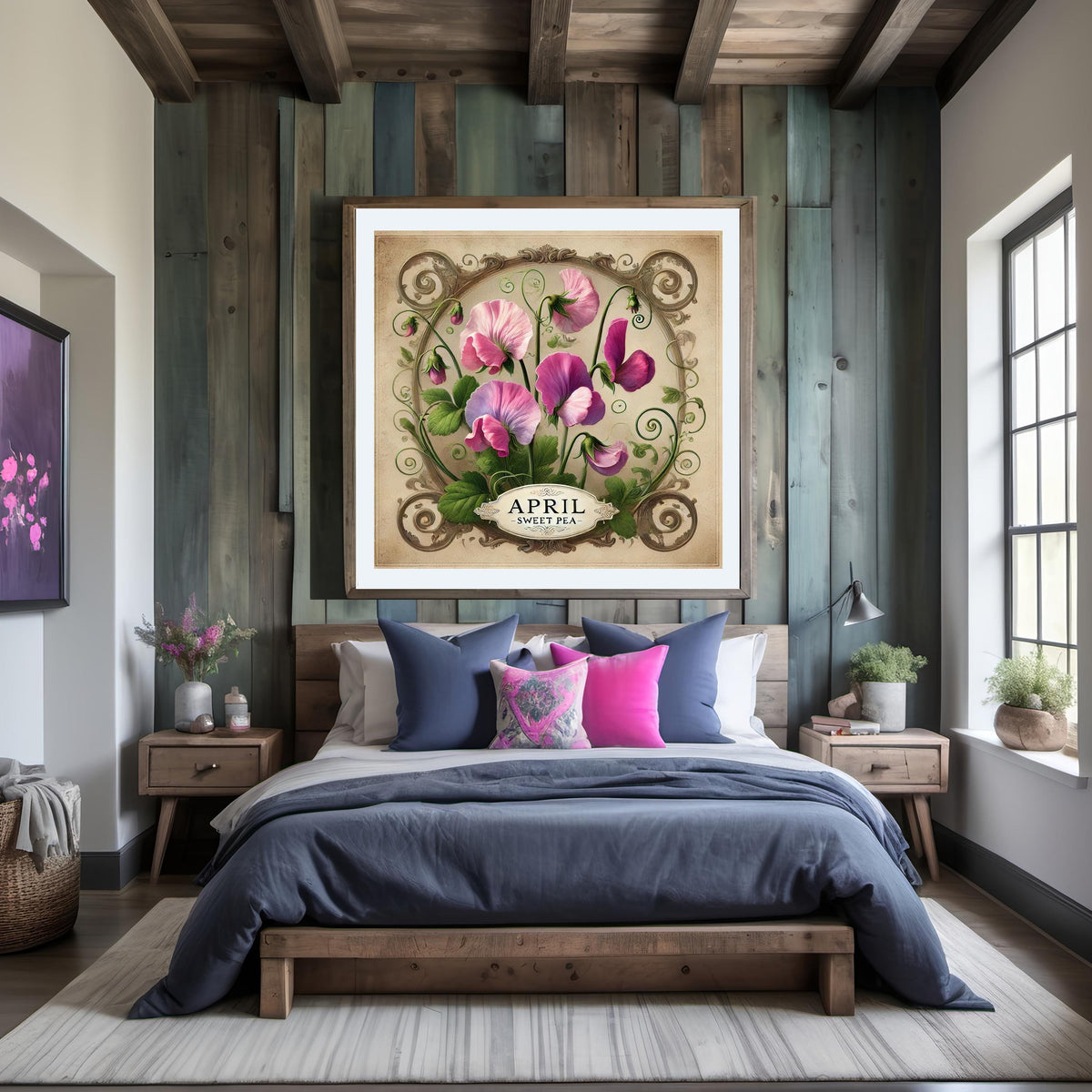 Sweet Pea April Birth Flower Print: Vintage Botanical Art (Digital Download)