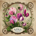 Sweet Pea April Birth Flower Print: Vintage Botanical Art (Digital Download)