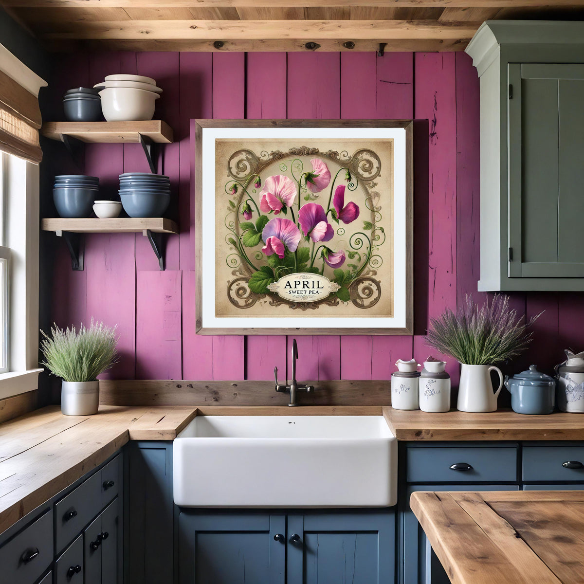 Sweet Pea April Birth Flower Print: Vintage Botanical Art (Digital Download)