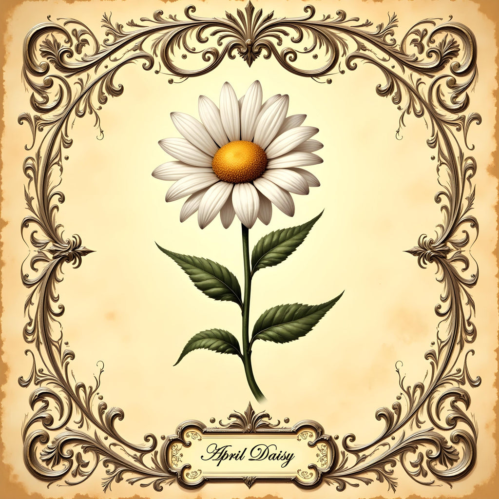 Vintage Daisy Print: April Birth Flower Botanical Art (Digital Download)