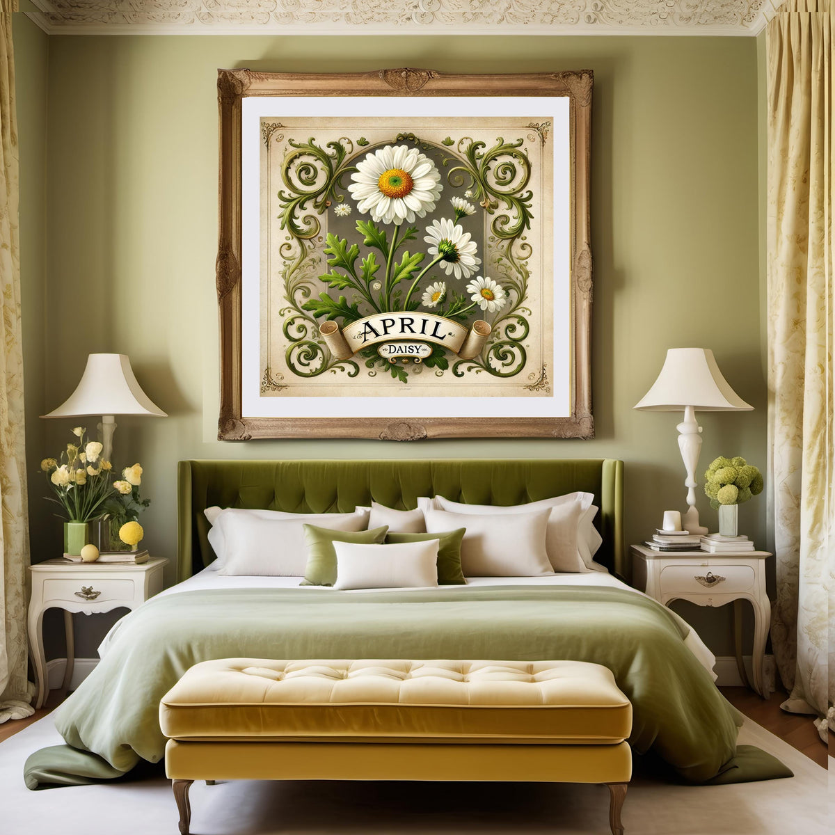 April Birth Flower Daisy Print: Vintage Botanical Art (Digital Download)