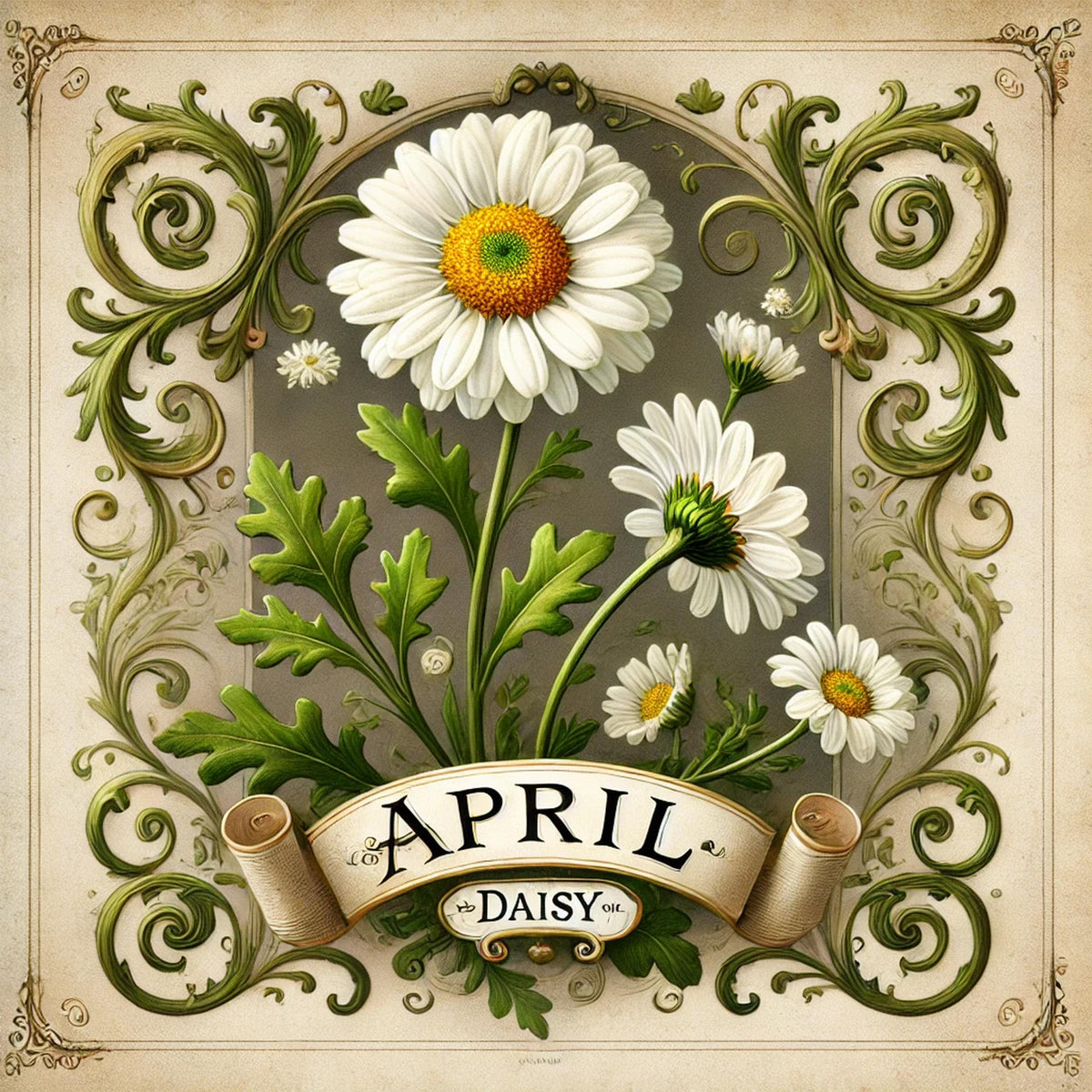 April Birth Flower Daisy Print: Vintage Botanical Art (Digital Download)
