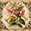 Honeysuckle June Birth Flower Print: Vintage Botanical Art (Digital Download)