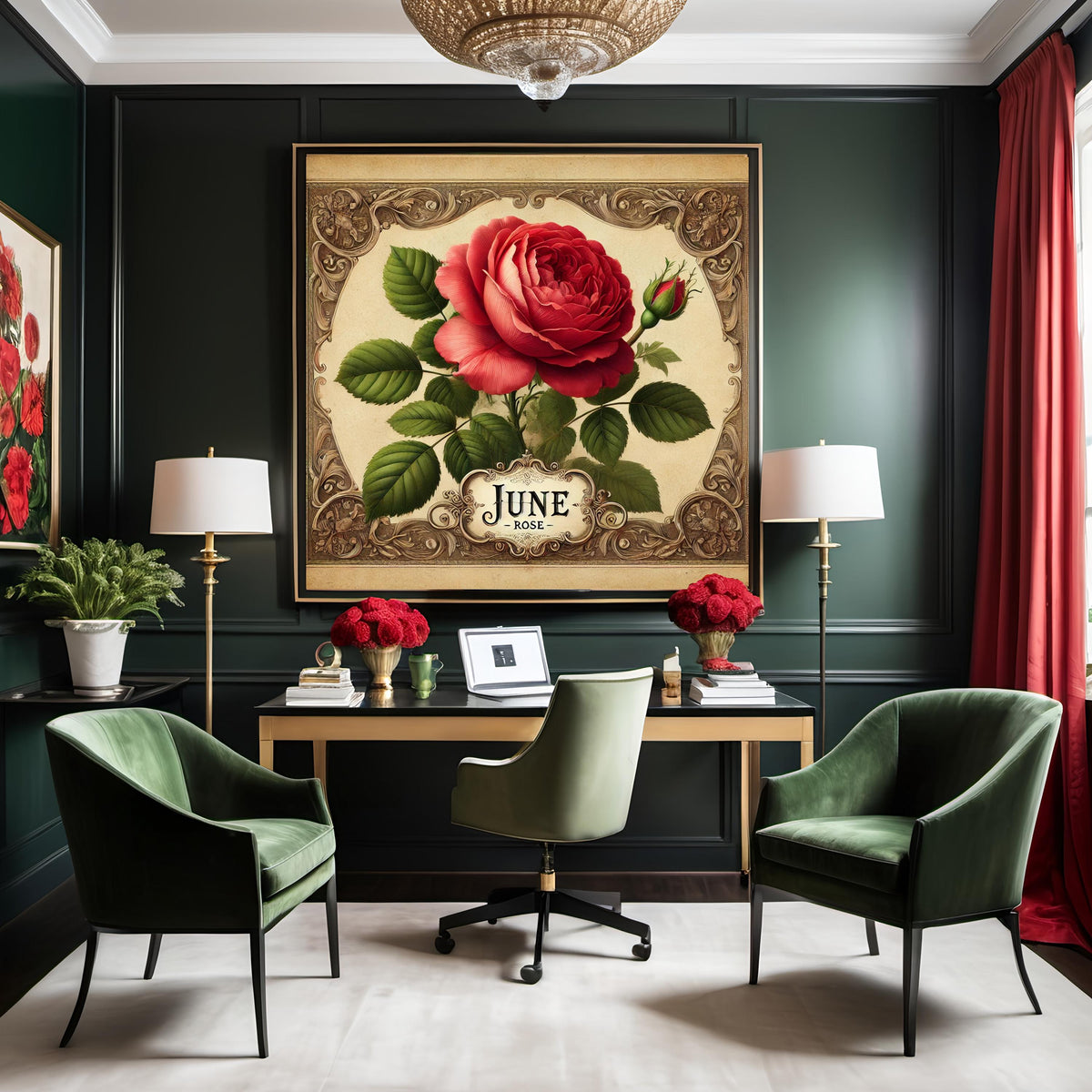 June Birth Flower Rose Print: Vintage Botanical Wall Art (Digital Download)