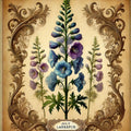 July Larkspur Birth Flower Print, Vintage Botanical Art (Digital Download)