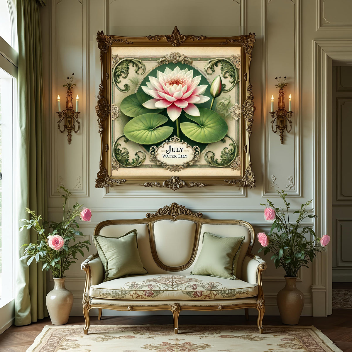 Water Lily Botanical Print: July Birth Flower Vintage Art (Digital Download) 2