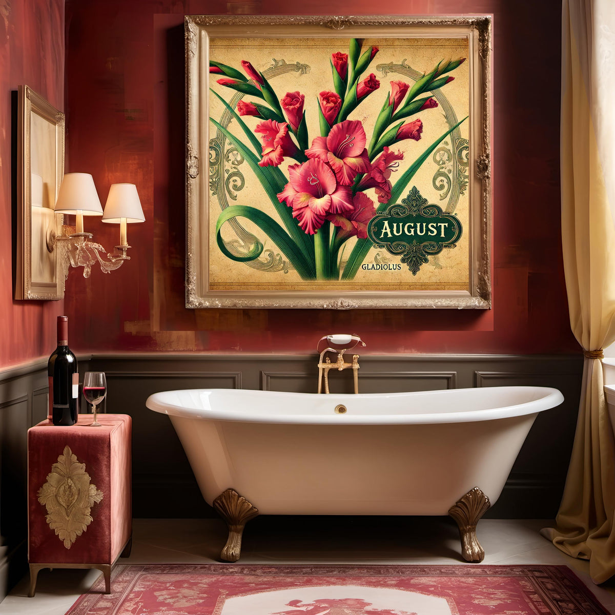 August Birth Flower Gladiolus Print: Vintage Victorian Floral Art (Digital Download)