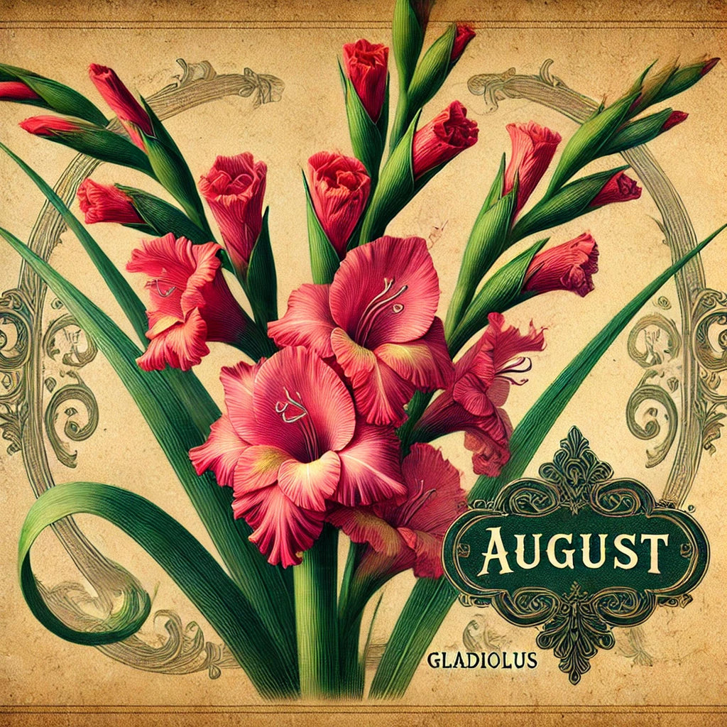 August Birth Flower Gladiolus Print: Vintage Victorian Floral Art (Digital Download)