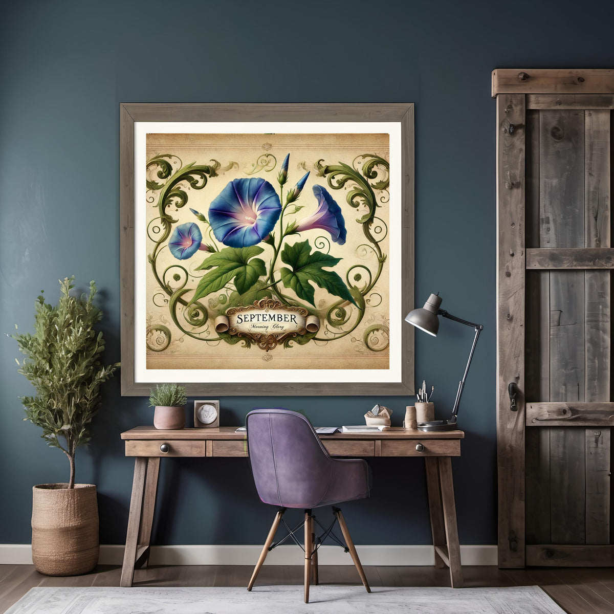 September Birth Flower Print: Vintage Morning Glory Botanical Art (Digital Download)