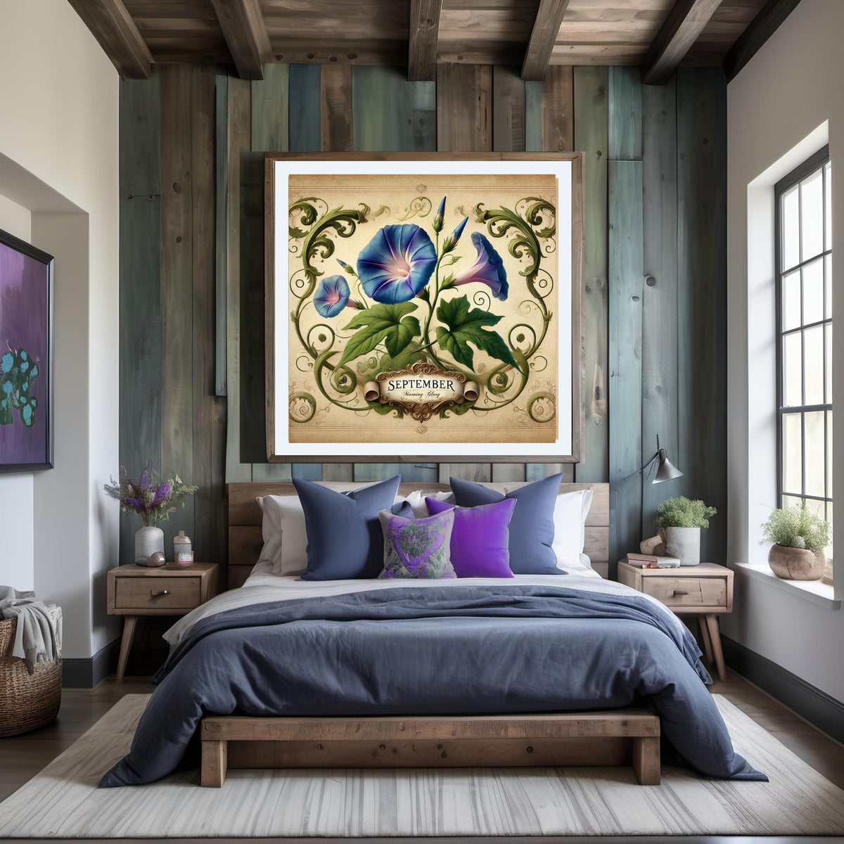 September Birth Flower Print: Vintage Morning Glory Botanical Art (Digital Download)