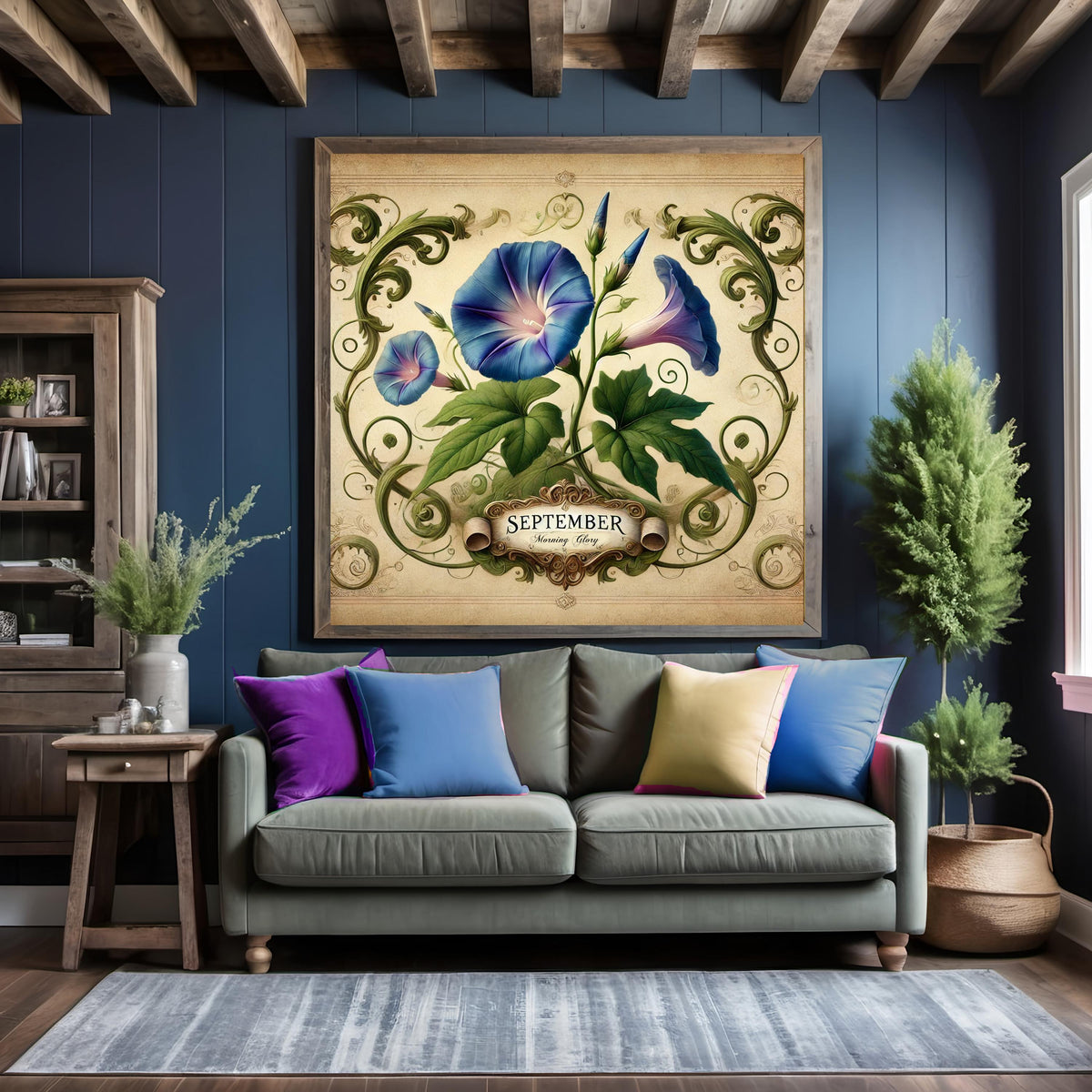 September Birth Flower Print: Vintage Morning Glory Botanical Art (Digital Download)