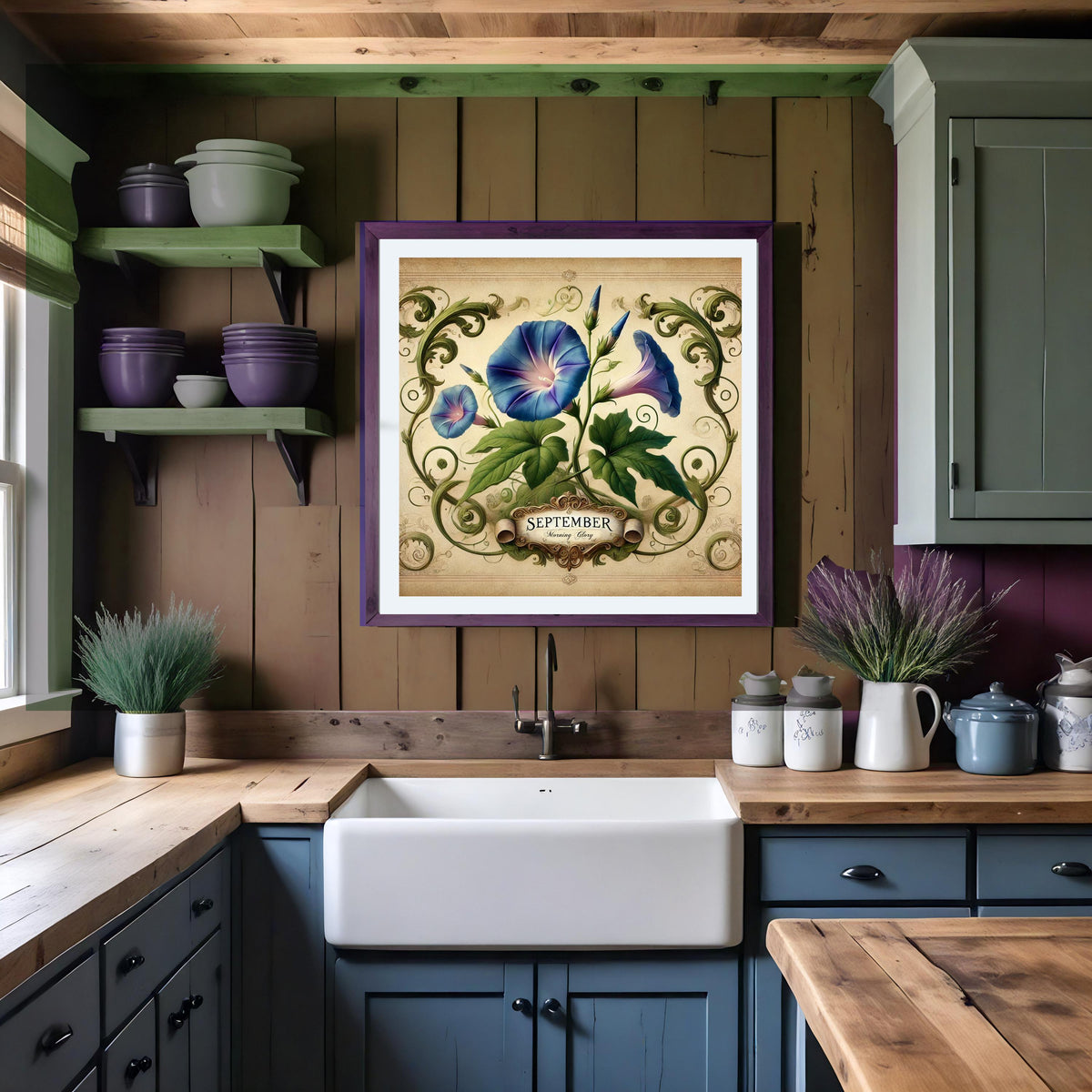 September Birth Flower Print: Vintage Morning Glory Botanical Art (Digital Download)