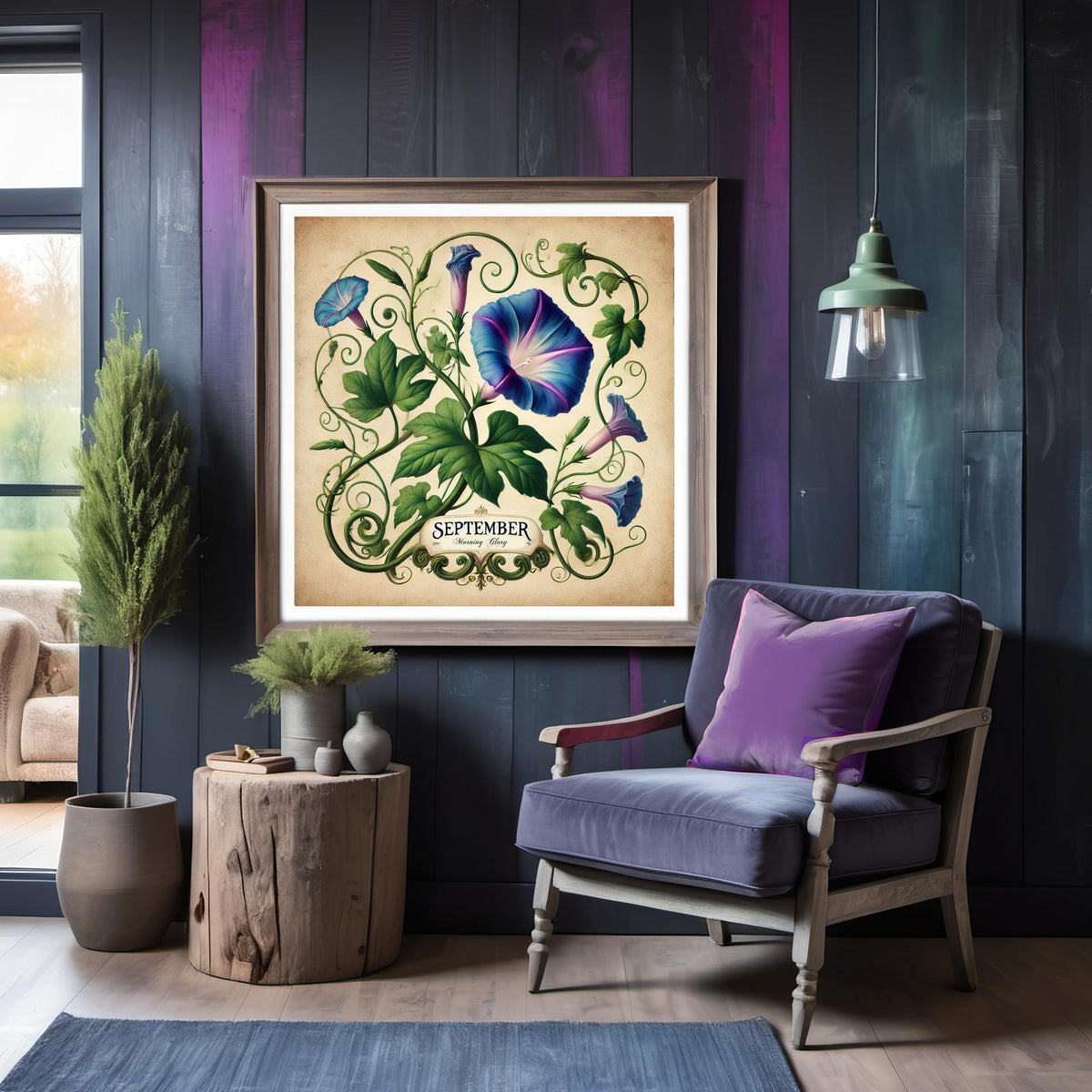 September Birth Flower Art Print: Vintage Morning Glory Botanical (Digital Download)