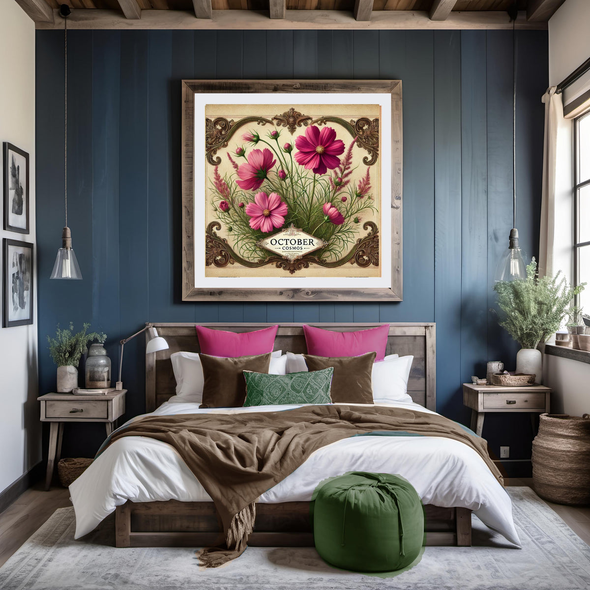 October Birth Flower Cosmos Print: Vintage Pink Floral Wall Art (Digital Download)