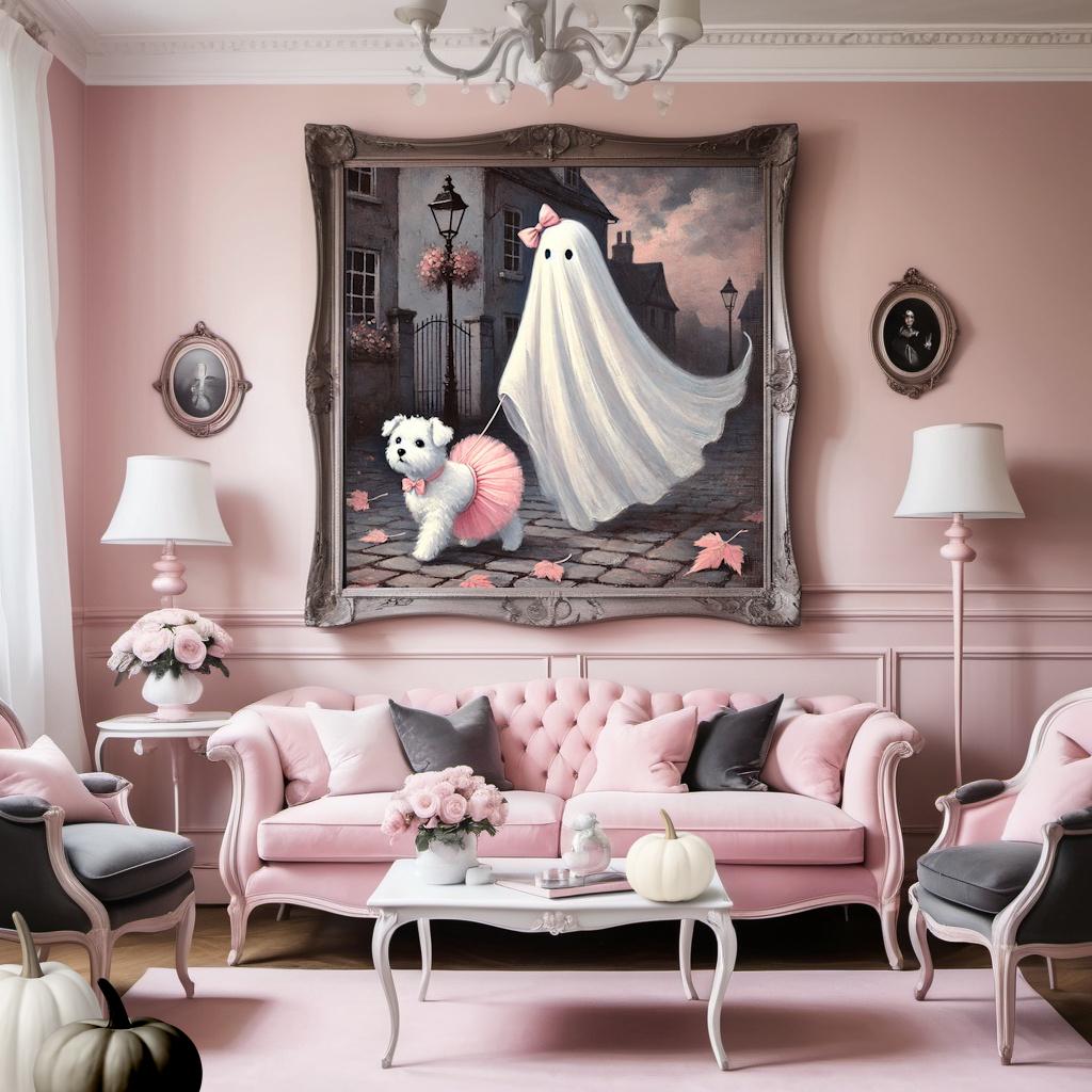 Coral Walking her Dog Art: Spooky Halloween Print (Digital Download)