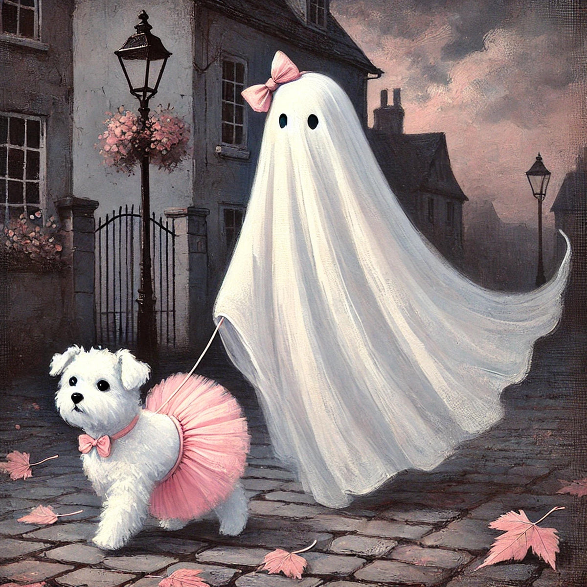Coral Walking her Dog Art: Spooky Halloween Print (Digital Download)
