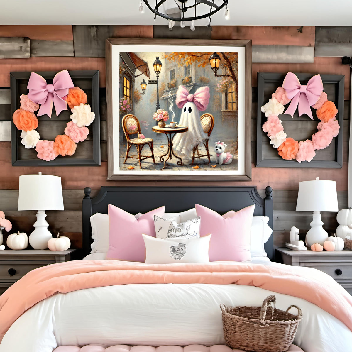 Coral the Ghost Cafe Art: Pink Halloween Decor (Digital Download)