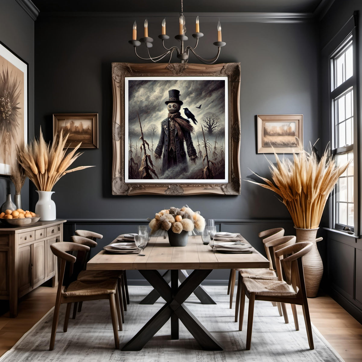 Victorian Gothic Scarecrow Digital Art: Rustic Autumn Decor (Digital Download)