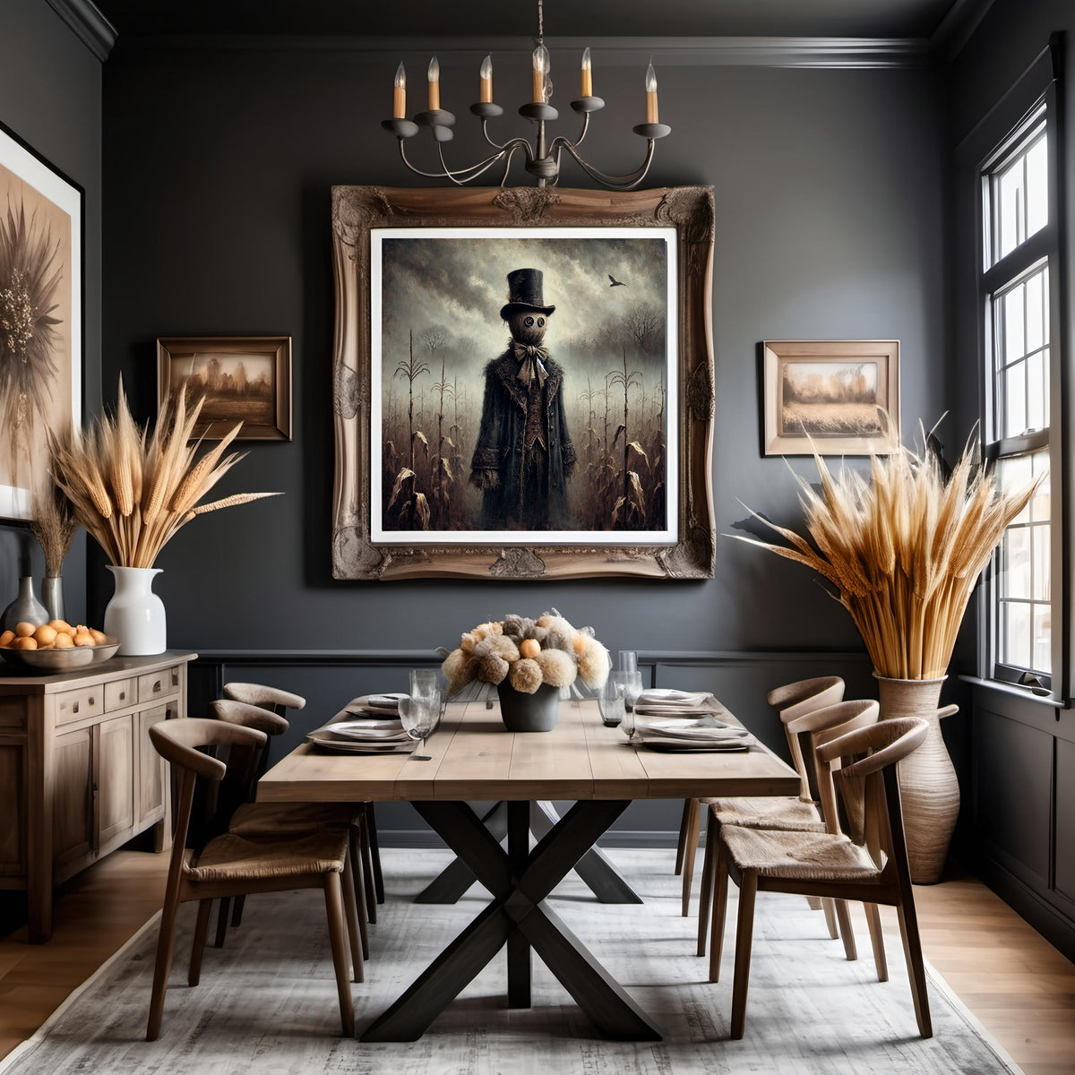 Gothic Scarecrow Print: Victorian Halloween Decor, Dark Autumn Artwork (Digital Download)