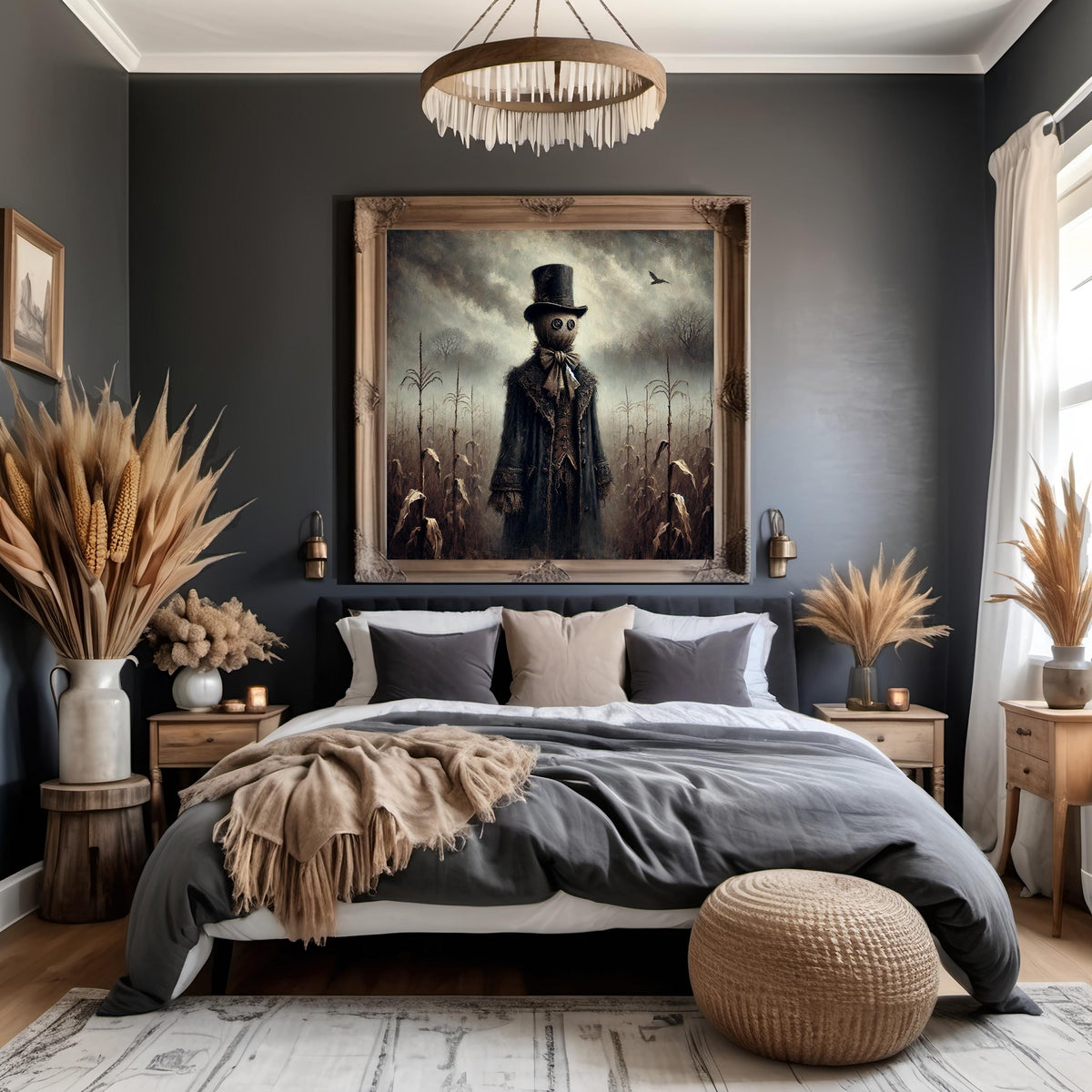 Gothic Scarecrow Print: Victorian Halloween Decor, Dark Autumn Artwork (Digital Download)