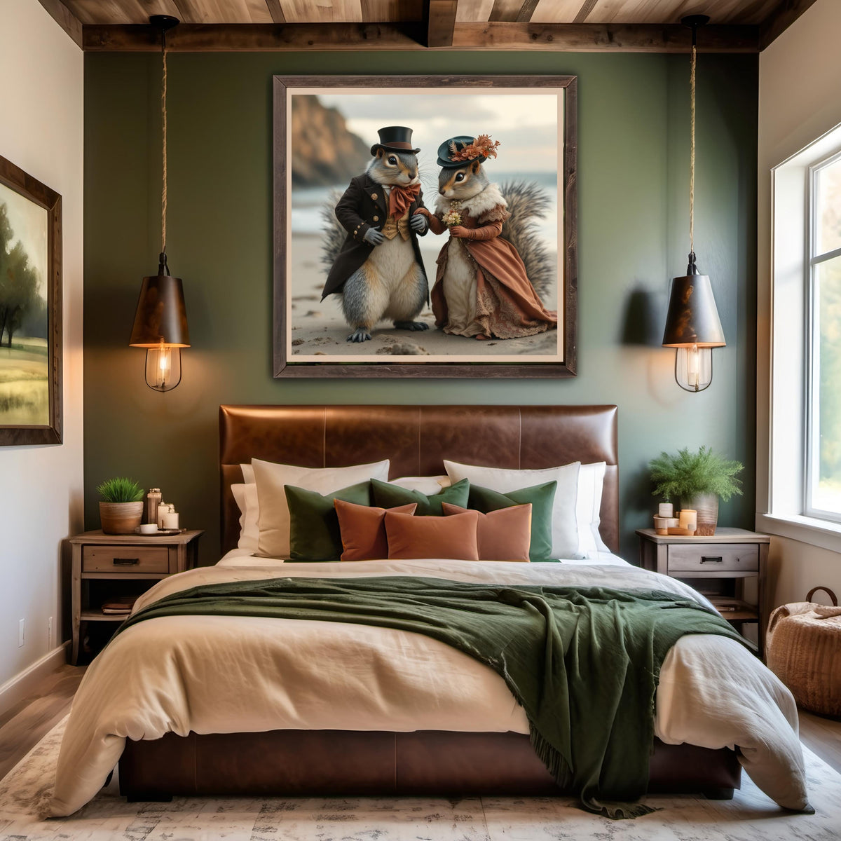Victorian Squirrel Couple Art Print: Whimsical Anthropomorphic Decor (Digital Download)