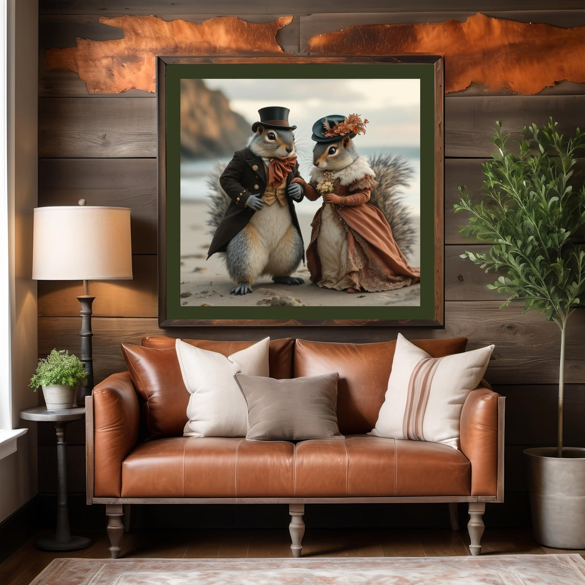 Victorian Squirrel Couple Art Print: Whimsical Anthropomorphic Decor (Digital Download)