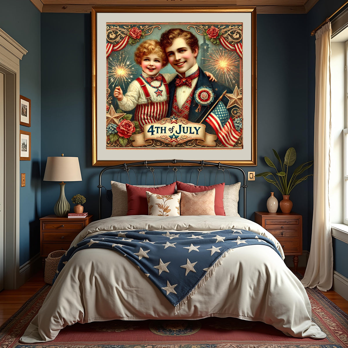 Vintage 4th of July Print: Victorian Father & Son, Americana Decor (Digital Download)