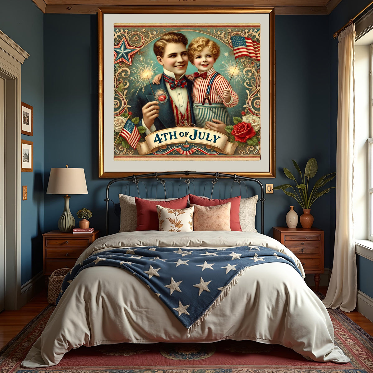 Vintage 4th of July Print: Father & Son, Victorian Americana (Digital Download)