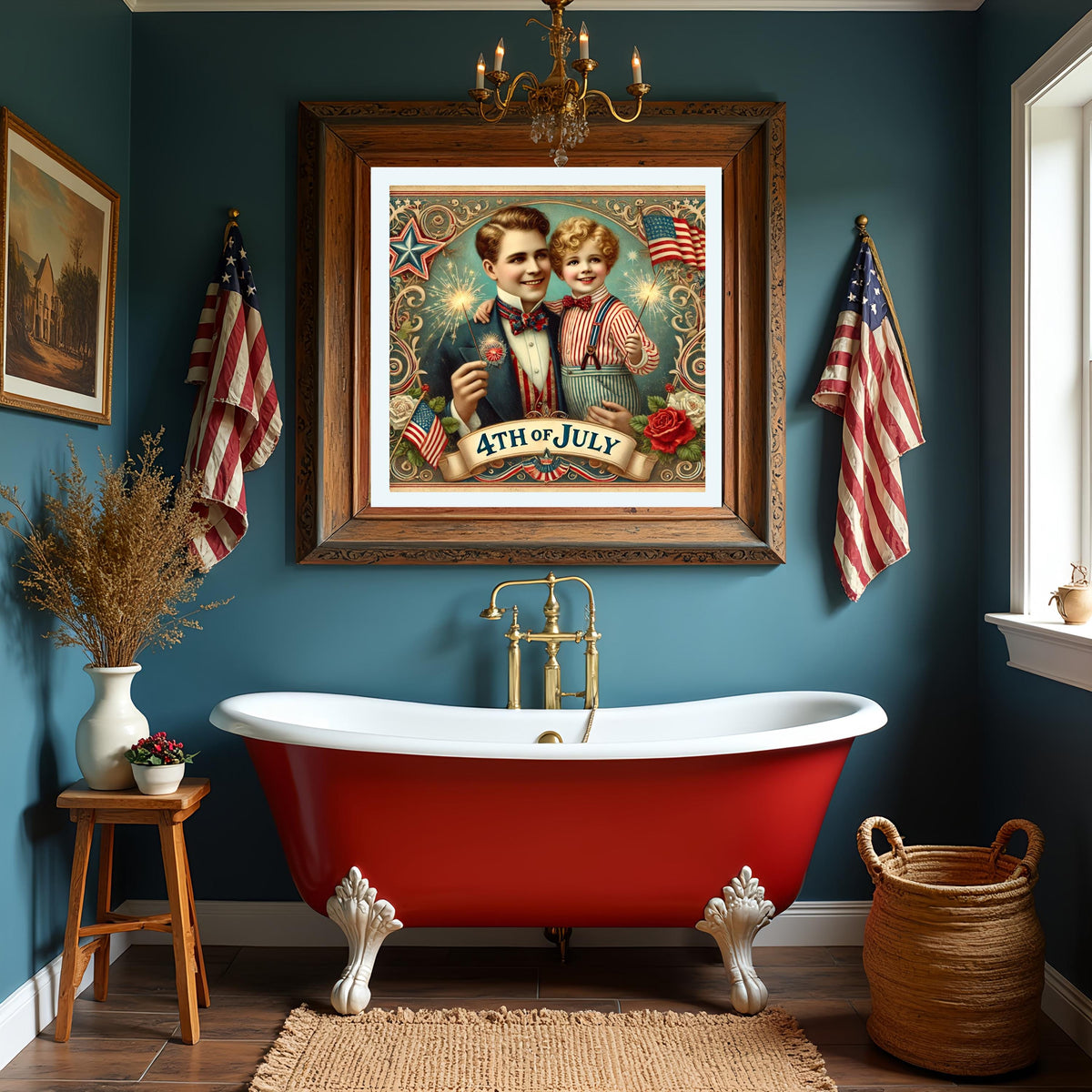 Vintage 4th of July Print: Father & Son, Victorian Americana (Digital Download)