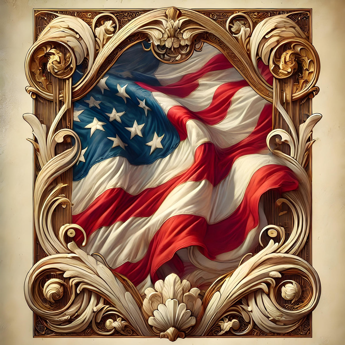 Art Nouveau American Flag Print: Vintage Patriotic Wall Art (Digital Download) 3