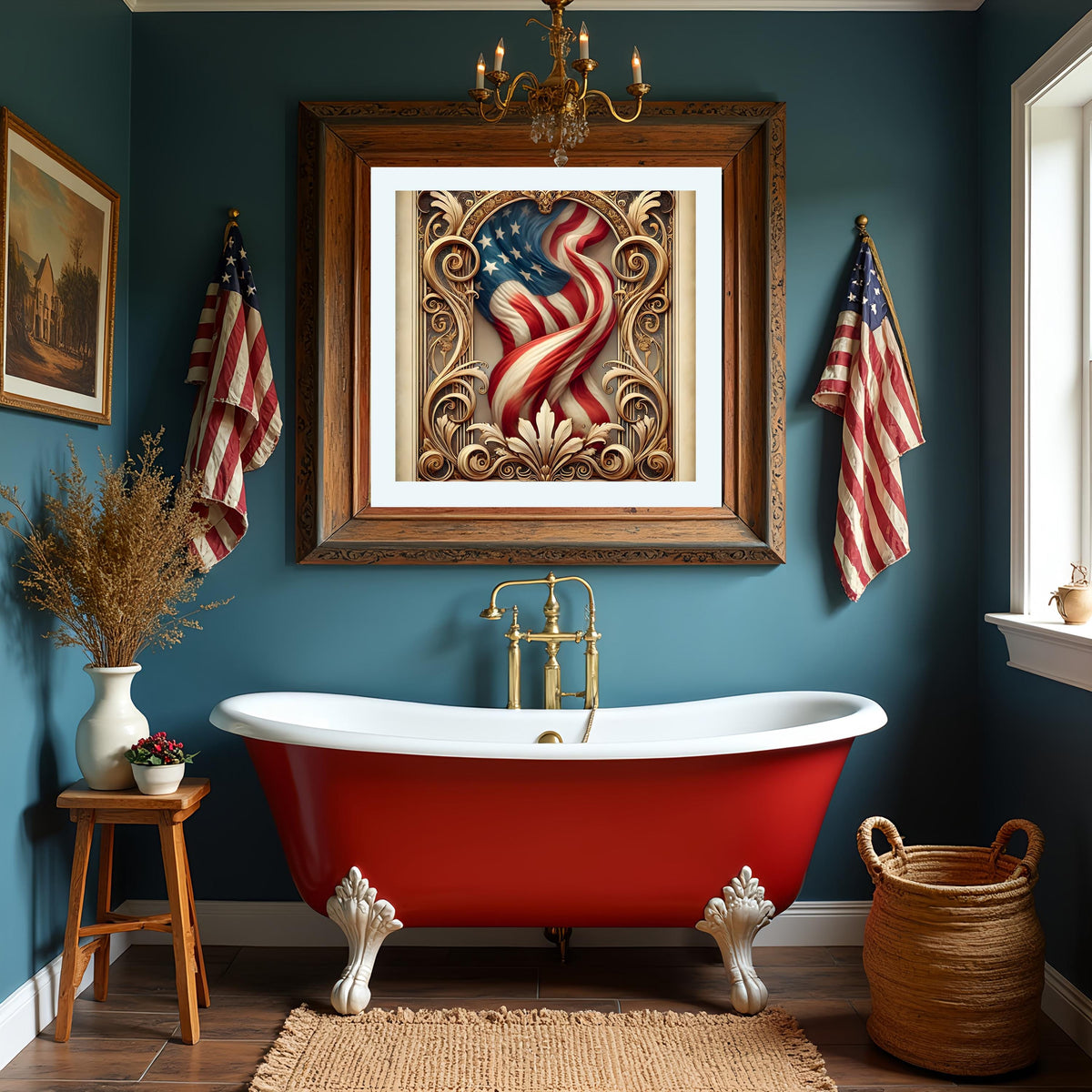Art Nouveau American Flag Print: Vintage Patriotic Wall Art (Digital Download)