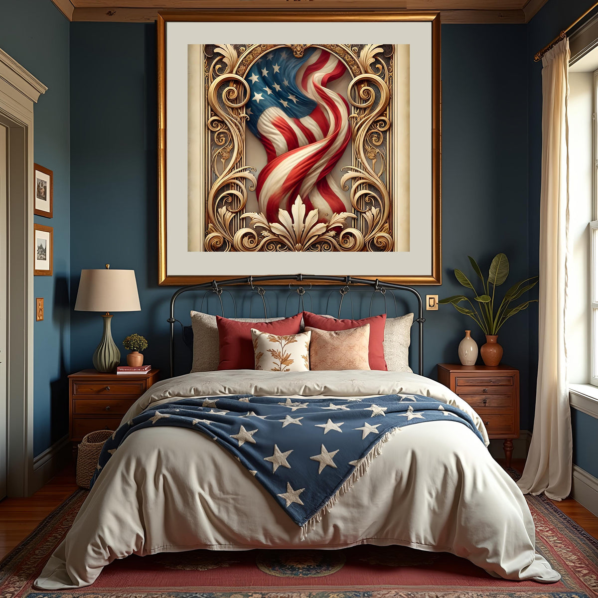 Art Nouveau American Flag Print: Vintage Patriotic Wall Art (Digital Download)