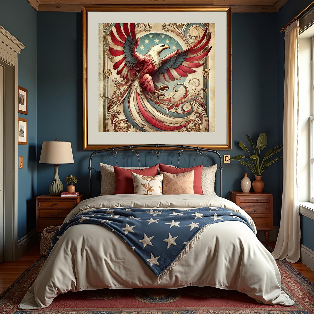 Art Nouveau Patriotic Eagle Print: Vintage American Flag Colors (Digital Download 4096x4096px )