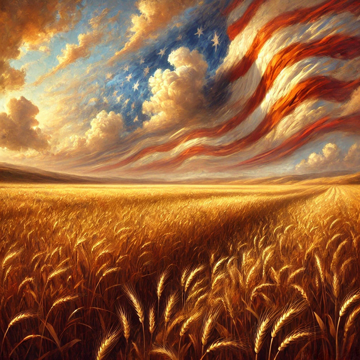 Patriotic Wheat Field Digital Painting: Americana Decor (Digital Download)