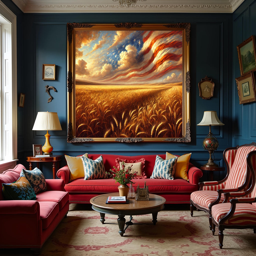 Patriotic Wheat Field Digital Painting: Americana Decor (Digital Download)