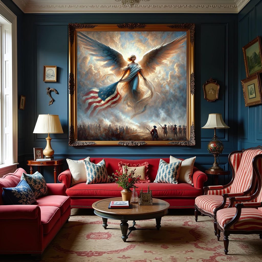 Patriotic Angel of Independence Painting: American Revolution Art (Digital Download)