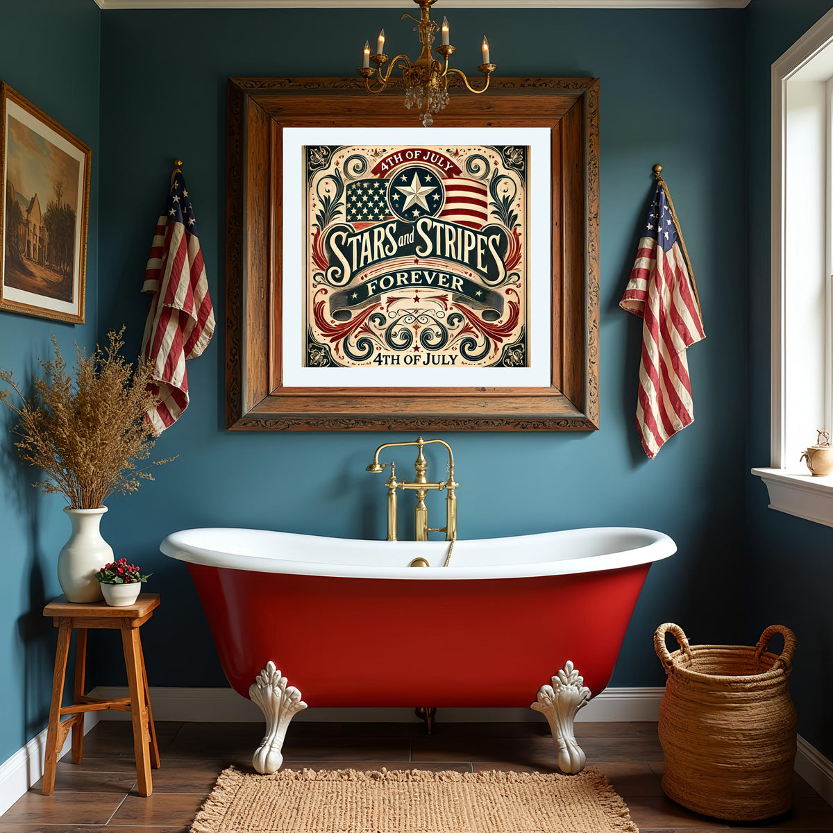 Vintage Stars and Stripes Sign: Americana Fourth of July Decor (Digital Download)