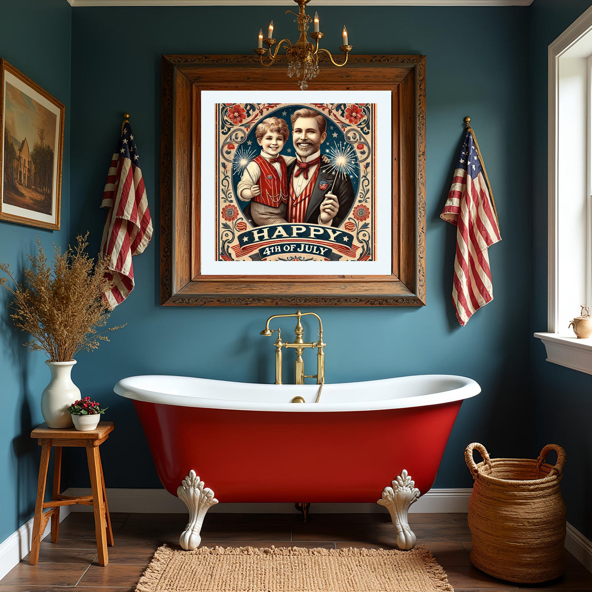 Vintage 4th of July Print: Father & Son, Americana Wall Art (Digital Download)