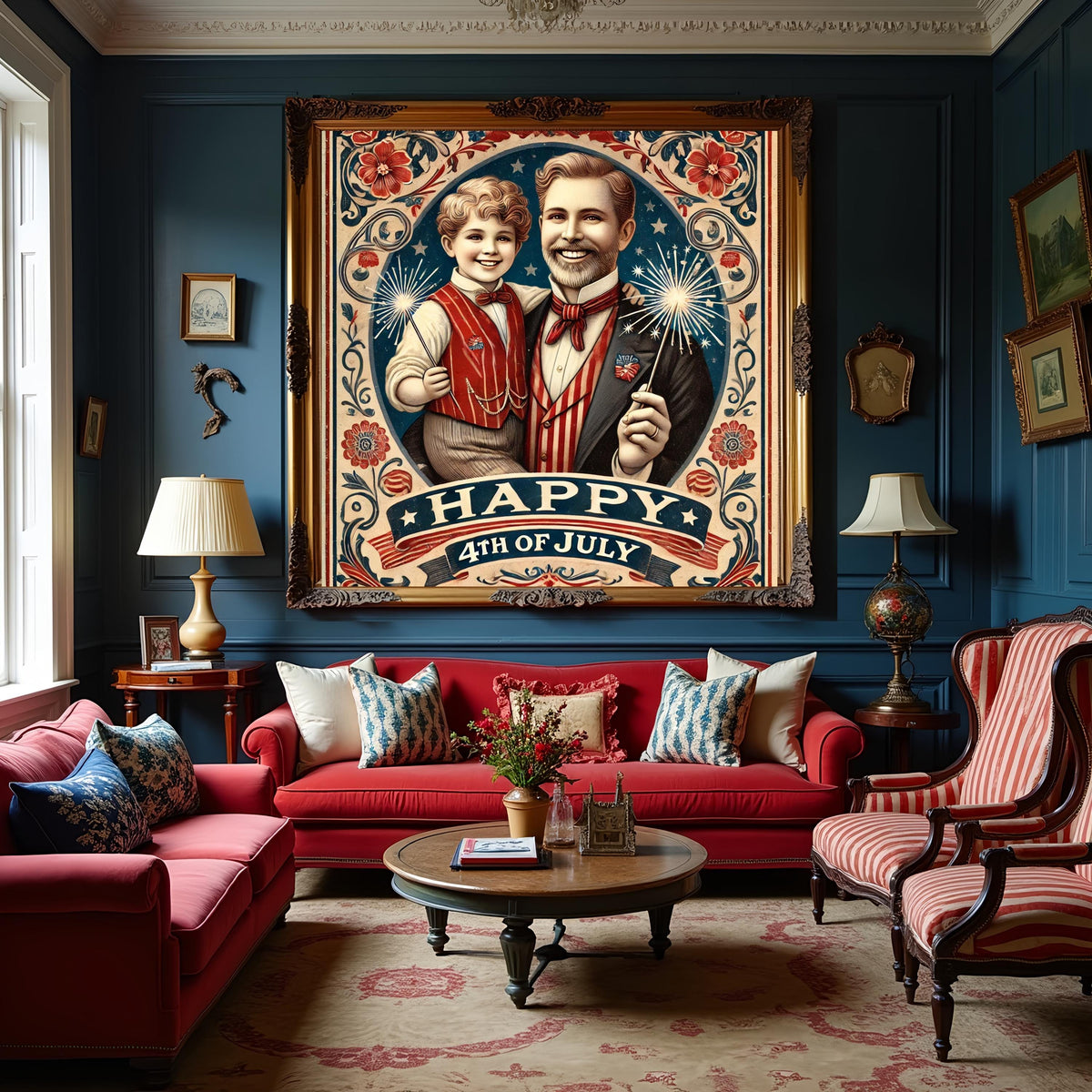 Vintage 4th of July Print: Father & Son, Americana Wall Art (Digital Download)
