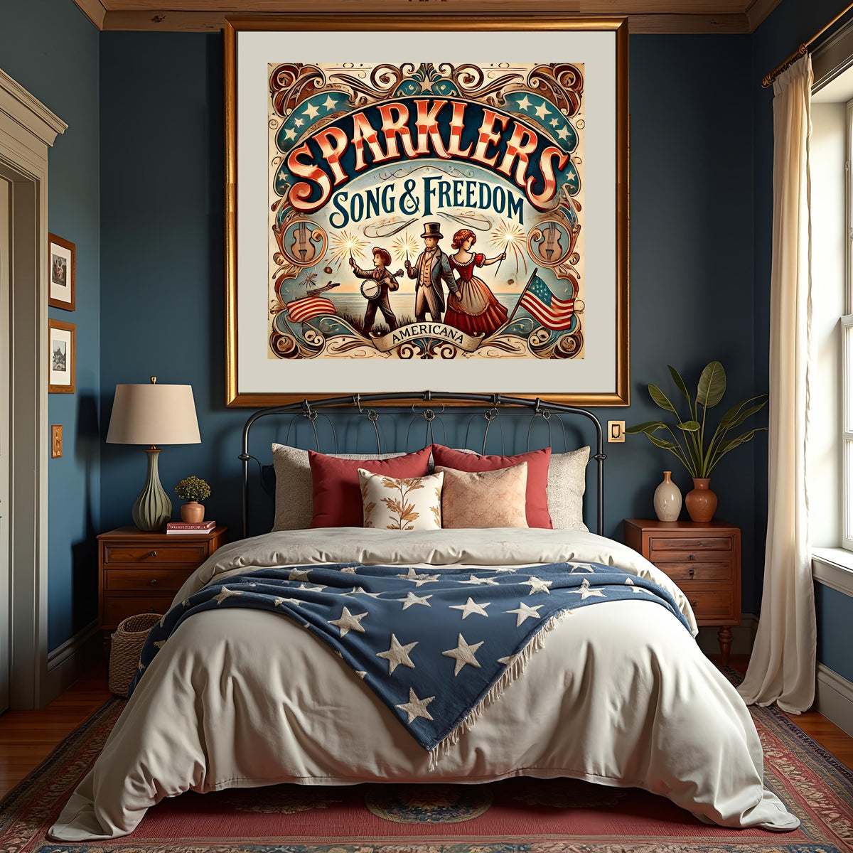 Vintage Americana Patriotic Print: July 4th Family Art (Digital Download)