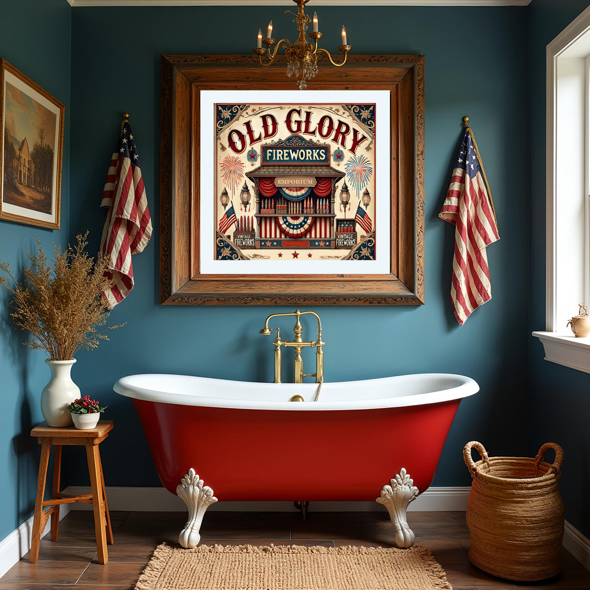 Vintage Fireworks Stand Art Print: Patriotic Americana Decor (Digital Download)