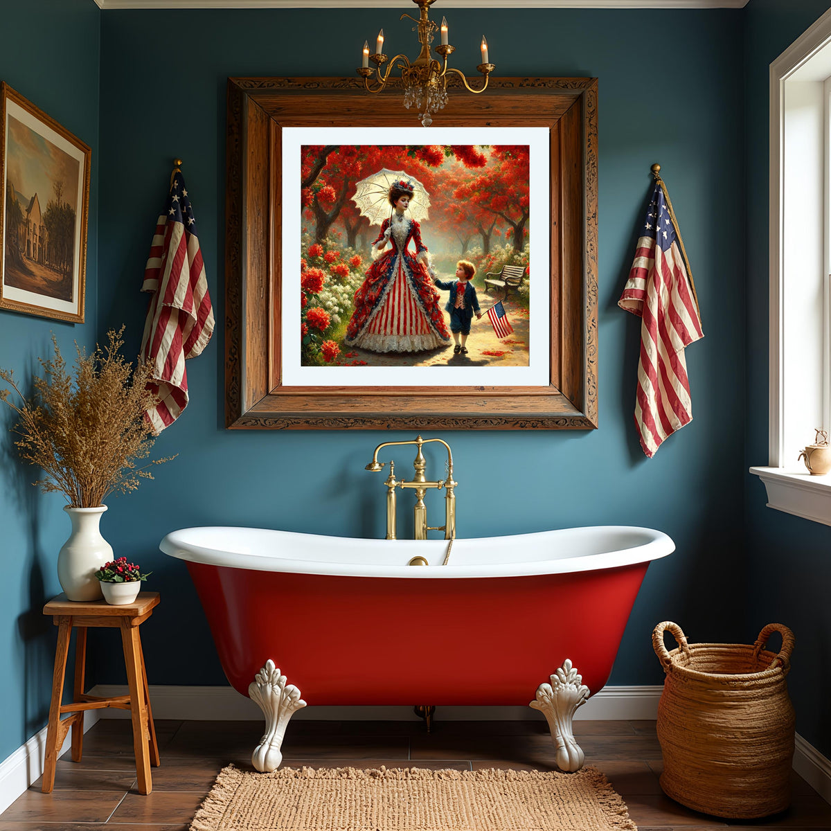 Victorian Mother & Son 4th of July Art: Patriotic Americana (Digital Download)