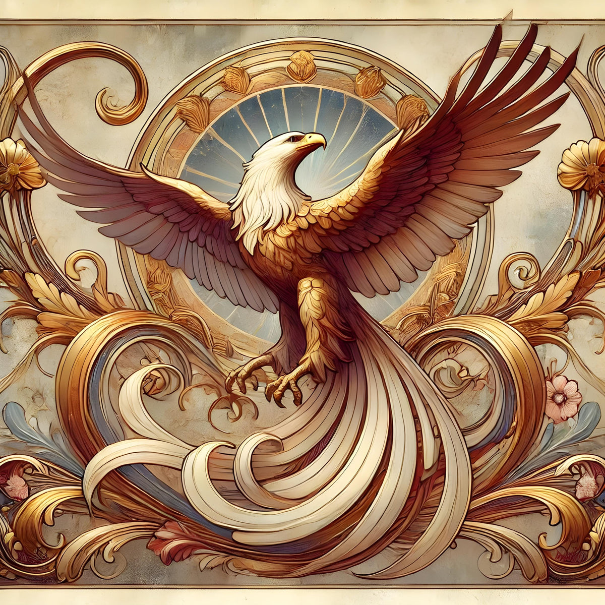 Art Nouveau Eagle Print: Gilded Liberty, Vintage Patriotic Decor (Digital Download)