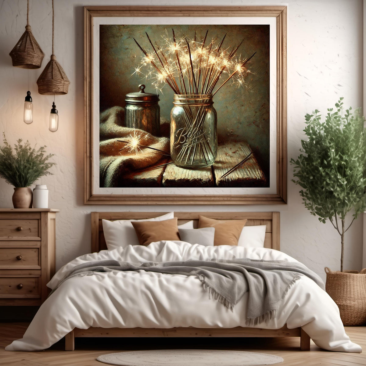 Rustic Sparkler Mason Jar Print: Americana Fourth of July Decor (Digital Download)