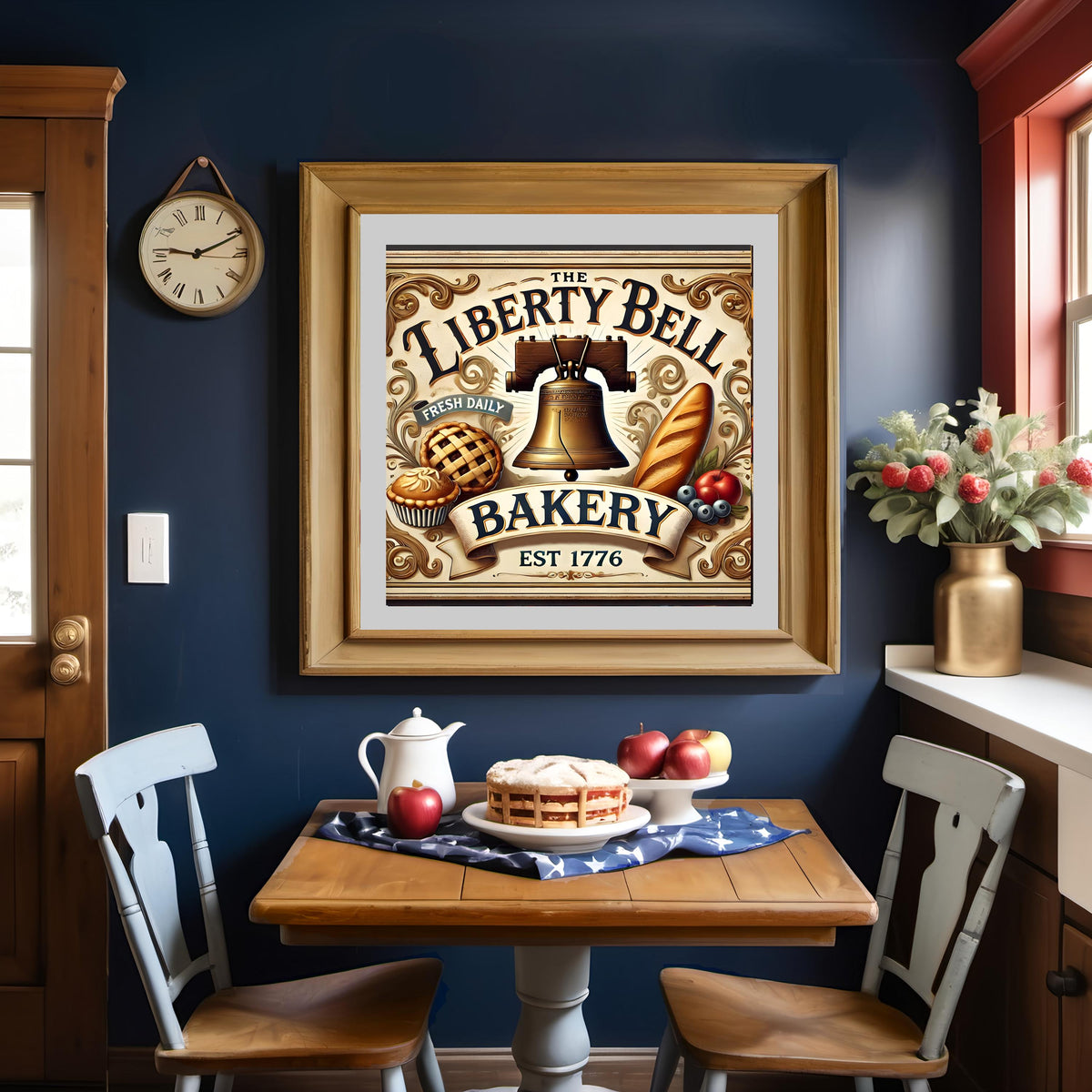 Liberty Bell Bakery Vintage Sign: Americana Kitchen Decor (Digital Download)